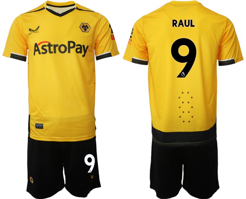 Men 2022-2023 Club Wolverhampton Wanderers home yellow 9 Soccer Jersey